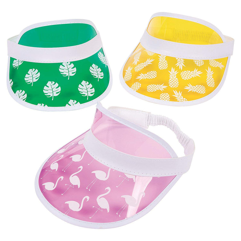 Fun Express Tropical Transparent Plastic Visors - Apparel Accessories - 6 Pieces