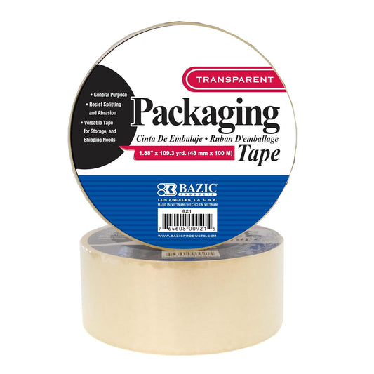 BAZIC 1.88" X 109.3 Yards Clear Packing Tape