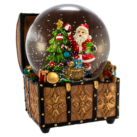 Kurt Adler Adler J3259 100mm Wind-Up Musical Santa Water Globe in Treasure Chest