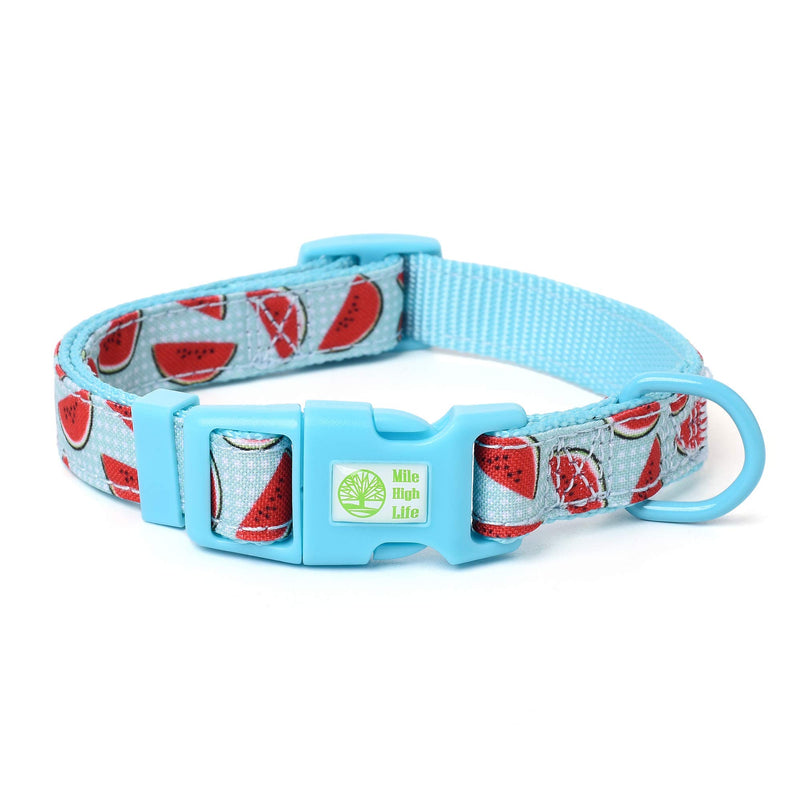 Mile High Life | Natural Wild Flower Collection | Soft Poly Cotton Fabric | Girl Dog Collars (Watermelon, Collar -M)