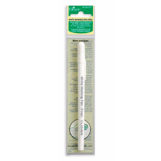 Clover Iron Away Fine Line White Fabric Marker
