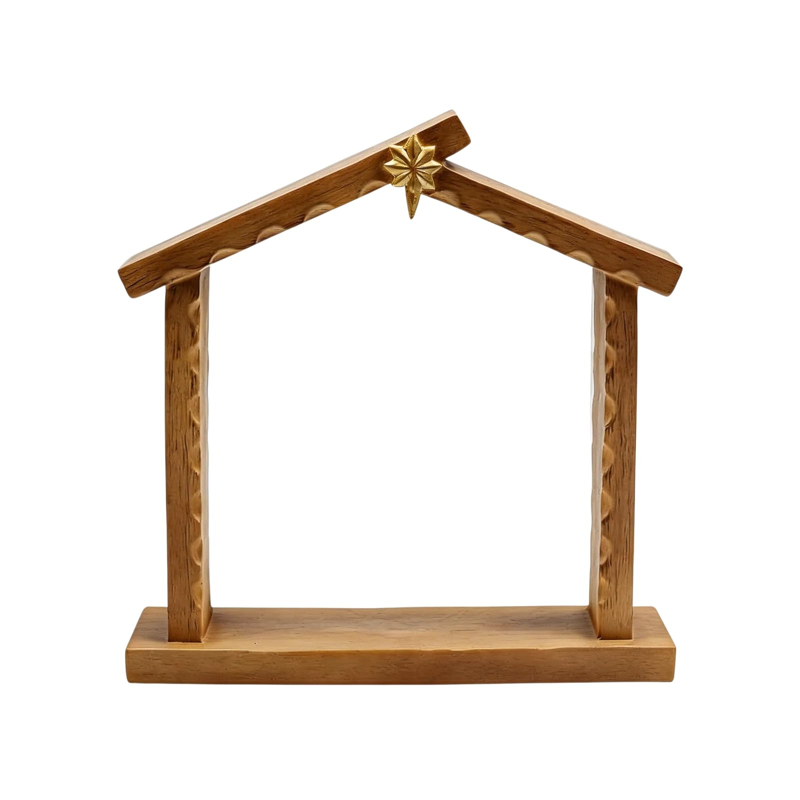 Comfy Hour 9.1 Inch Manger Nativity Stable, Gold Star Creche, 1 Unit