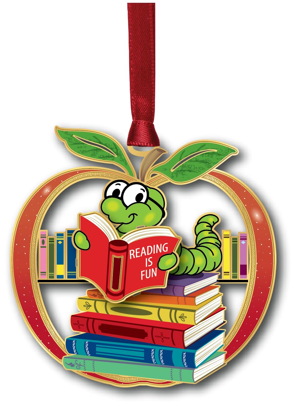 Beacon Design The Bookworm Ornament, 2.88-Inch, Multicolor