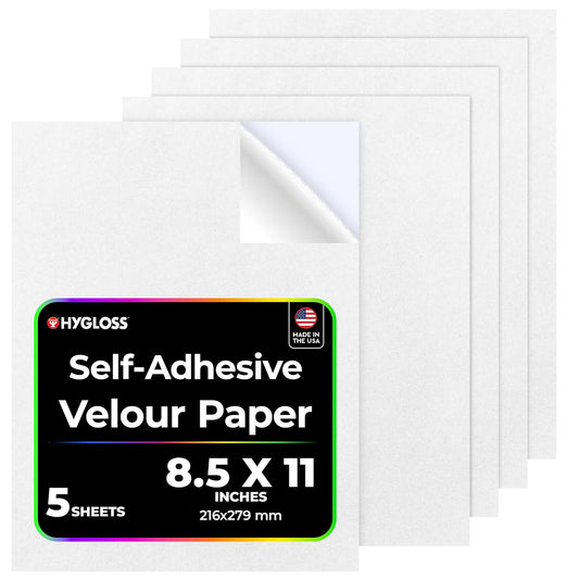 Hygloss Products White Self Adhesive Velour Paper ‚Äì 8-1/2 x 11 Inches - 5 Pack