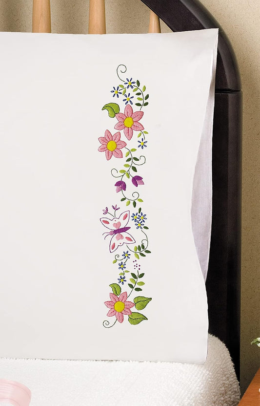 Design Works Crafts Tobin Spring Floral Stamped for Embroidery Pillowcases