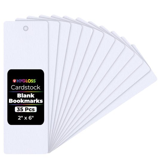 Hygloss Products White Bookmarks - Fun to Personalize - Cardstock Blank Bookmarks - 35 Pack, 2 X 6 in