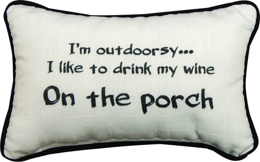 Manual Woodworkers Outdoorsy Drink Wine on Porch 12.5 x 8.5 Inch Woven Decorative Throw Pillow