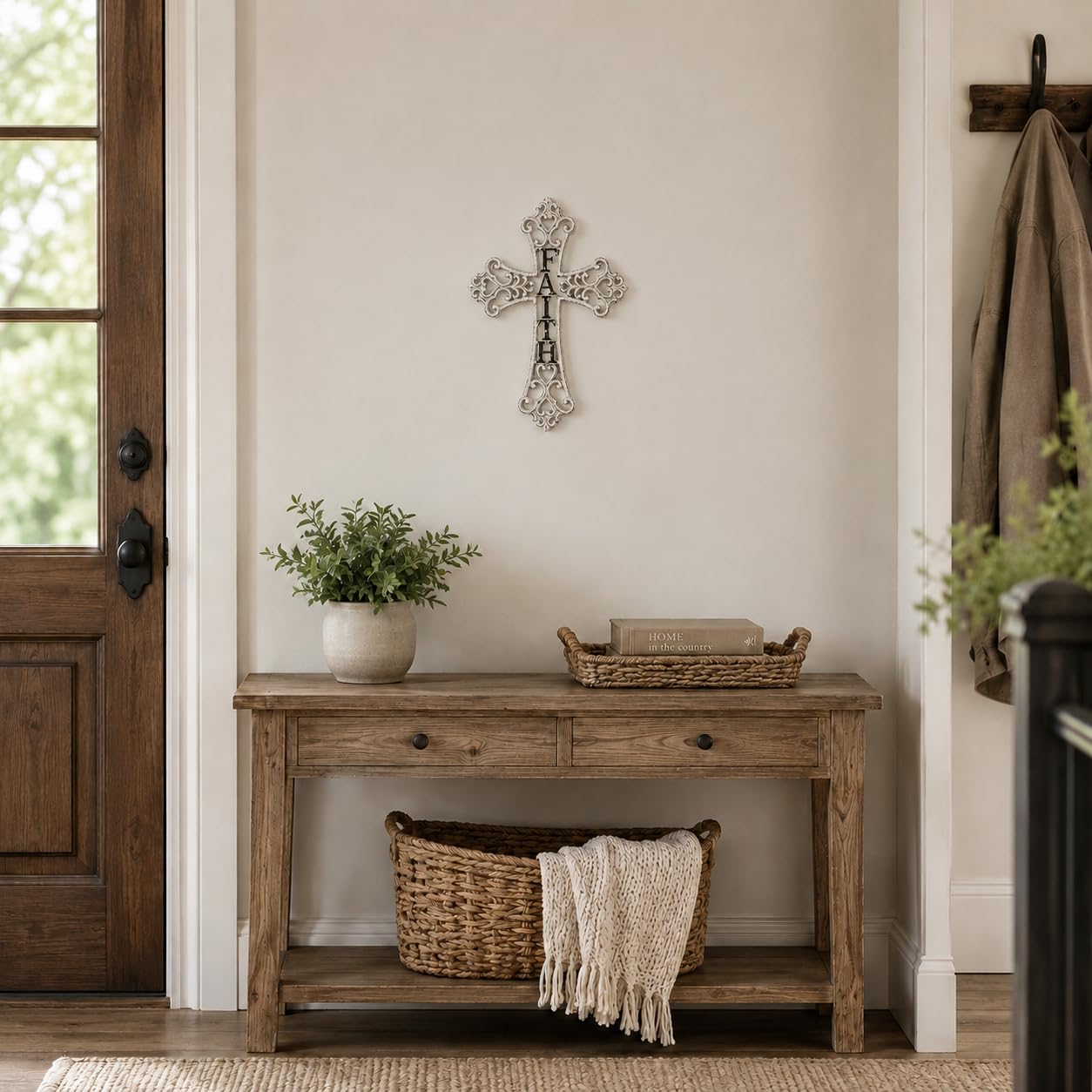 Comfy Hour 13.8 Inch White Cross for Wall, Faith Cross Wall Decor