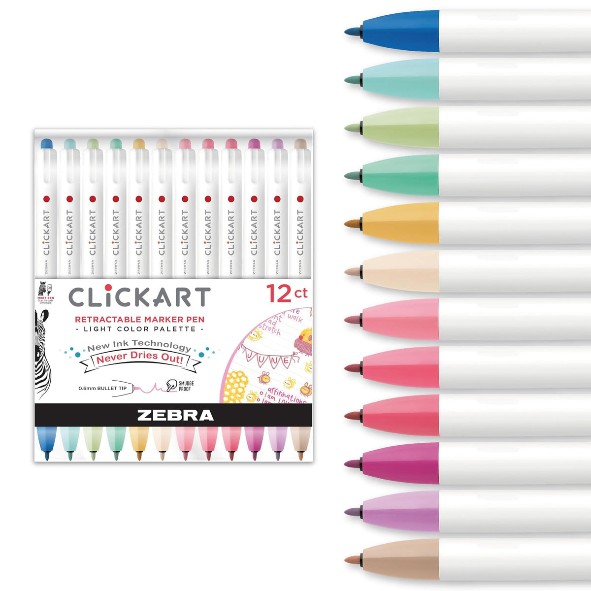 Zebra Pen Marking Pen, 1 Count (Pack of 12), Assorted Light A