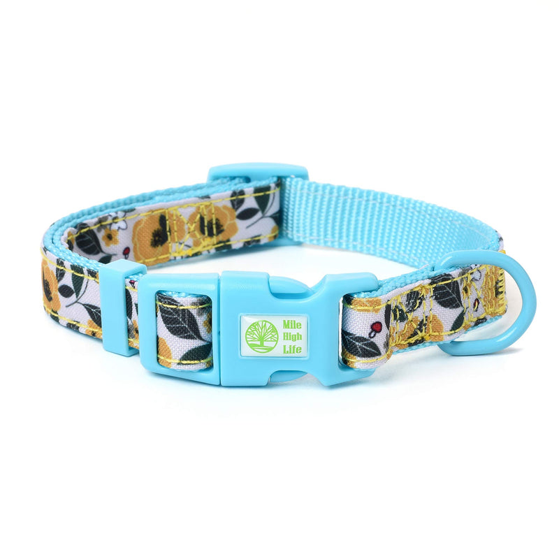 Mile High Life | Natural Wild Flower Collection | Soft Poly Cotton Fabric | Girl Dog Collars (Bindweed, Collar -S)