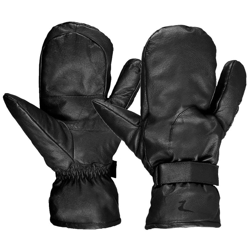 Horze Leather Three Finger Mittens - Black - XS