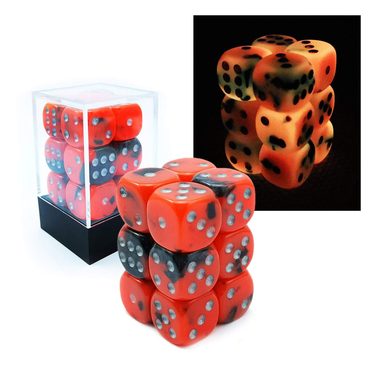 BESCON DICE Game Dice, 16mm, 16mm D6 Hot Rocks