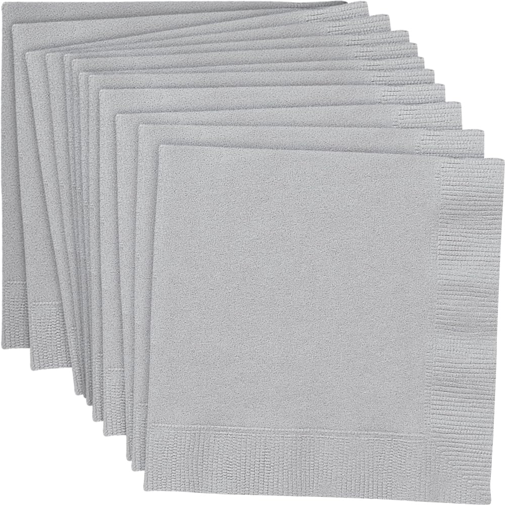 Unique Industries Silver Beverage Napkins, 20ct