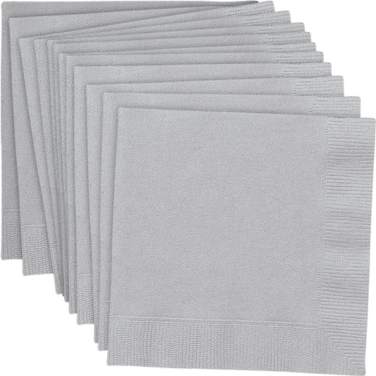 Unique Industries Silver Beverage Napkins, 20ct