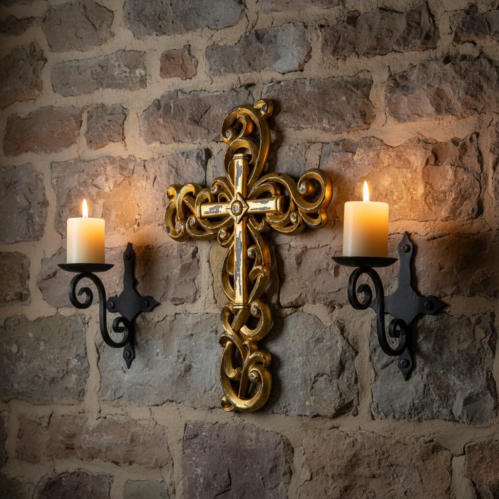 Comfy Hour 12 Inch Gold Cross for Wall, Ornate Religious Decor, 1 Piece