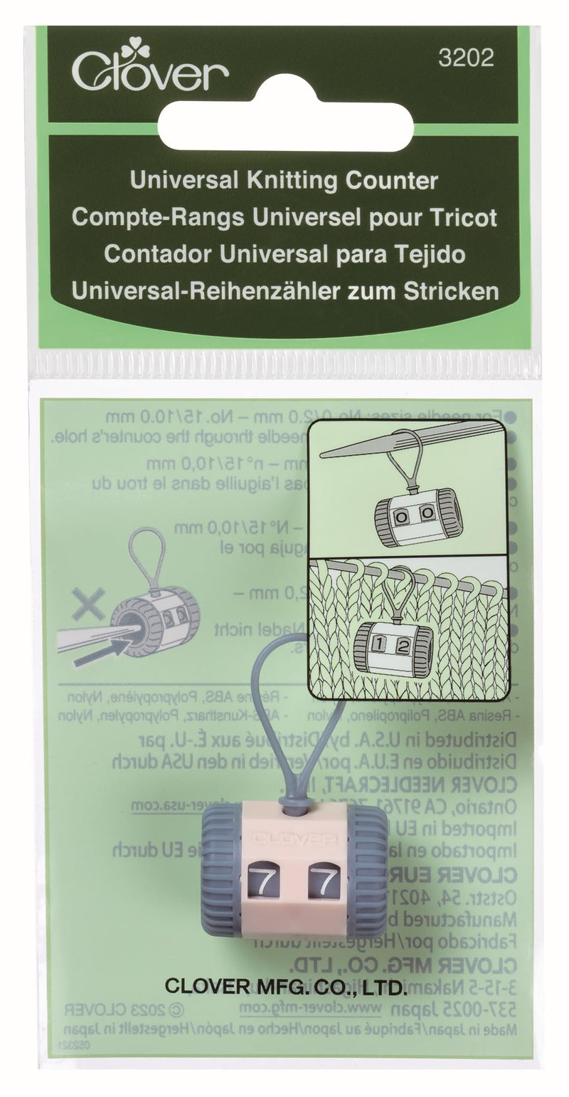 Clover Universal Knitting Row Counter, Peach and Grey