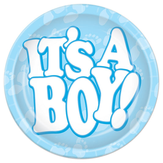 Beistle It's A Boy Plates, 7-Inch, Light Blue/White