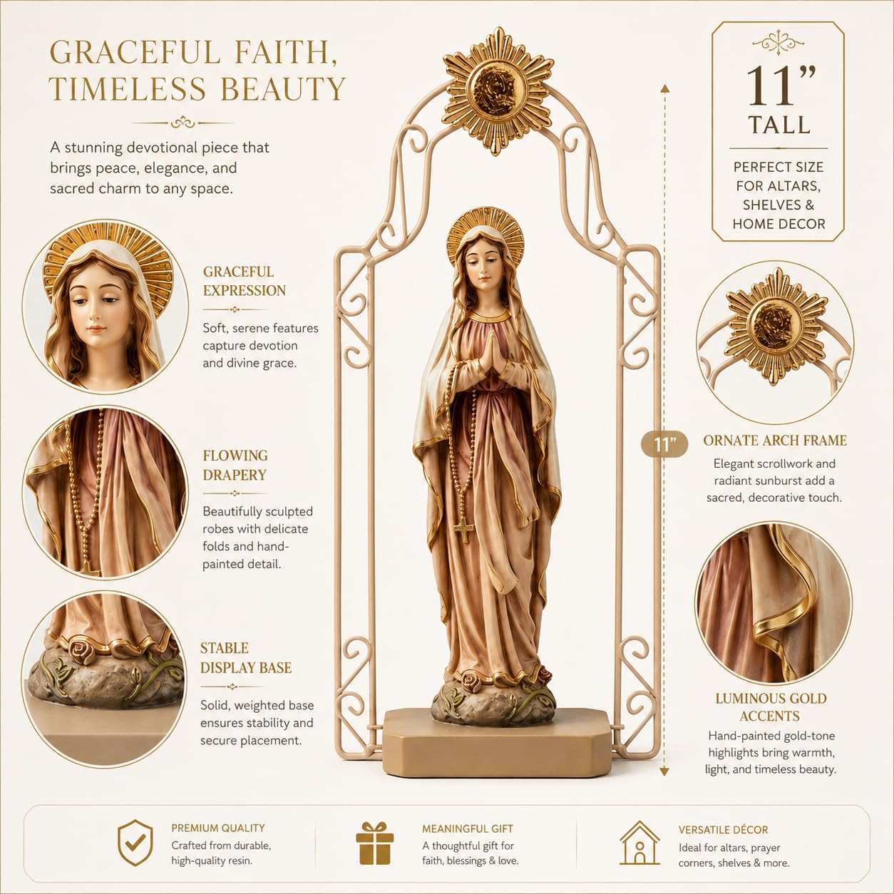 Comfy Hour The Story of Jesus Nativity Scene Collection 11" Religious Praying Virgin Mary Statue, The Blessed Mother of The Immaculate Concepcion Home Madonna Figurine, Polyresin