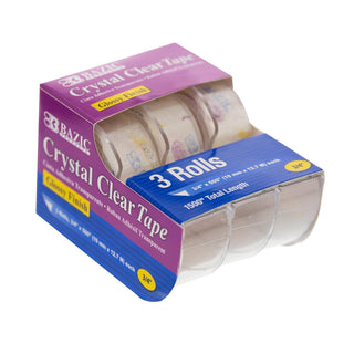 Comfy Hour 3/4 in x 500 in Transparent Tape, Glossy Dispensers, Set of 3