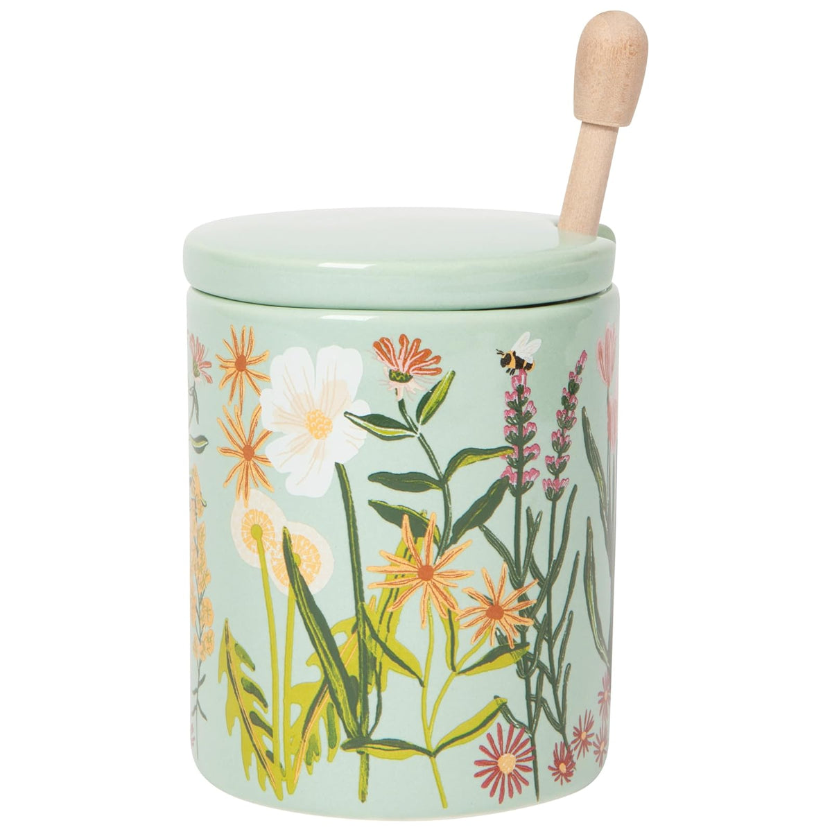 Now Designs Food Storage Container, DIA3 x H4in, Bees & Blooms