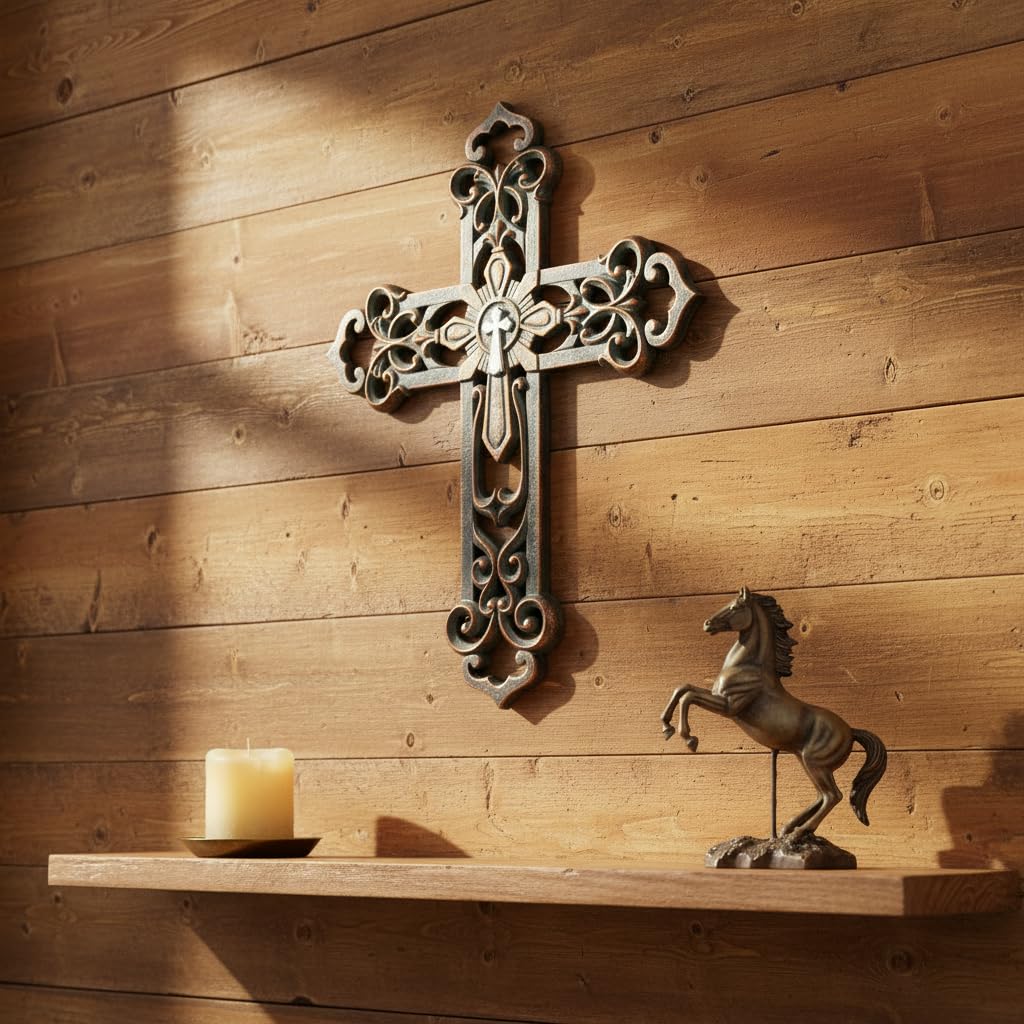 Comfy Hour 13.3 Inch Wall Crosses for Home Decor, Ornate Cross