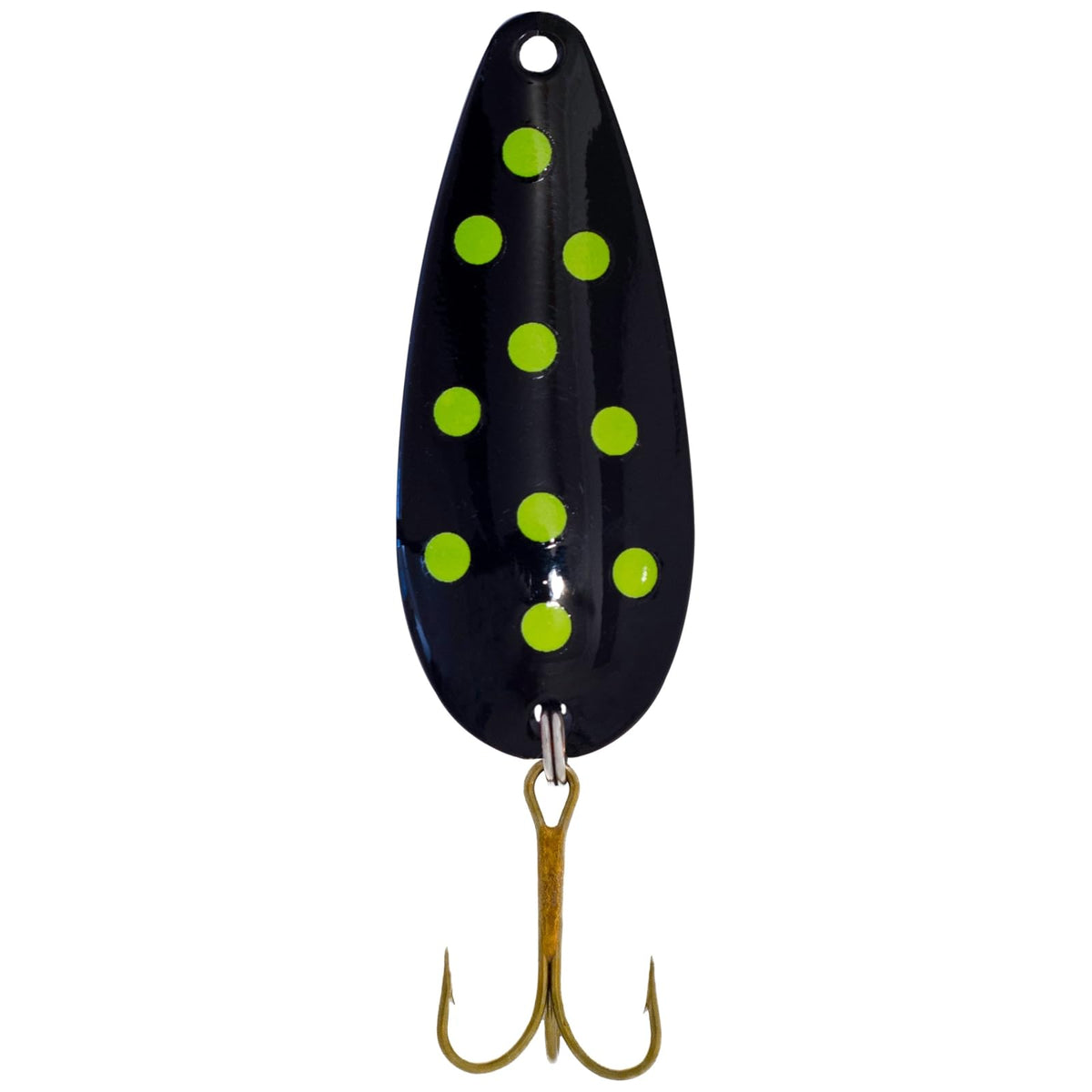 Sierra Spoon Fishing Hook, 1/2-Ounce, Black/Chartreuse Dot Crd