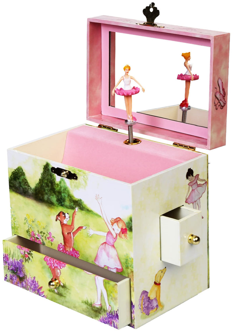 Enchantmints Ballerina Jewelry Box for Girls Two Time TuTu Ballerina Spins to Music 4 Pullout Drawers