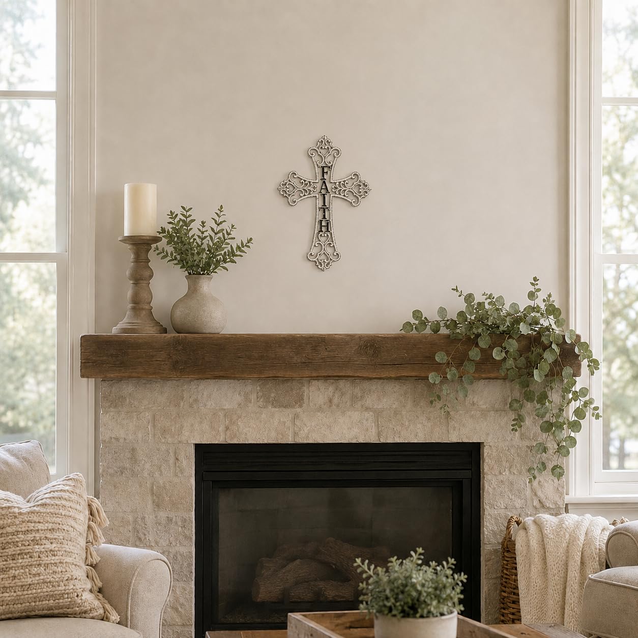 Comfy Hour 13.8 Inch White Cross for Wall, Faith Cross Wall Decor