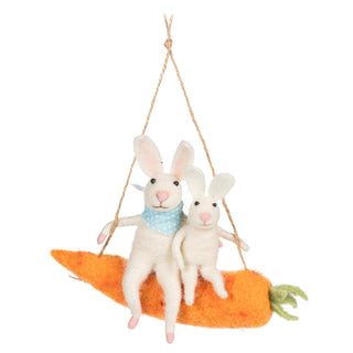 Abbott Collection Hanging Ornament, 7"L, White/Orange