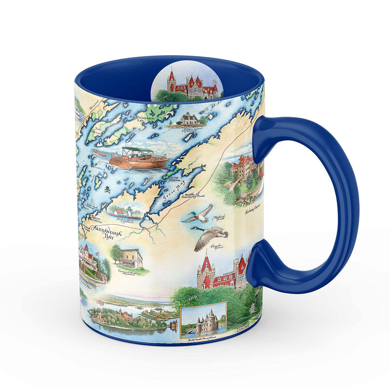 Xplorer Maps 1000 Islands Map Ceramic Mug (Large 16oz) Coffee Cup, Tea, Cocoa, Hot Chocolate, Brew Mugs, and Cold Drinks, BPA-FREE - For Office, Home, Gift (Individual Mug)