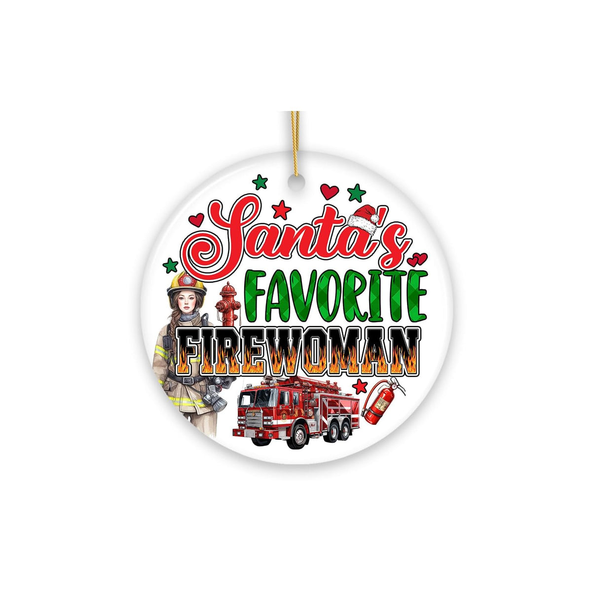 OrnamentallyYou Hanging Ornament, Santa's Favorite Fireman and Firewoman Ornamen