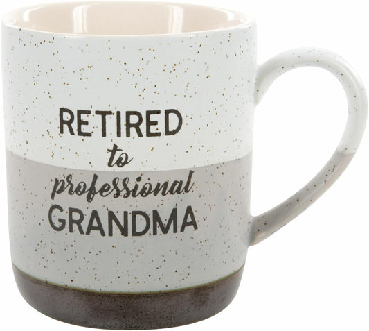 Pavilion Gift Company Large 15 Oz Stoneware Coffee Cup Mug Retired To Professional Grandma, 15oz, Grey