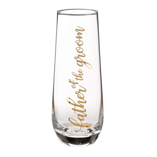 Blue Sky Clayworks Lillian Rose Father of Groom Stemless Champagne Wedding Toasting Glass, 8oz, Clear