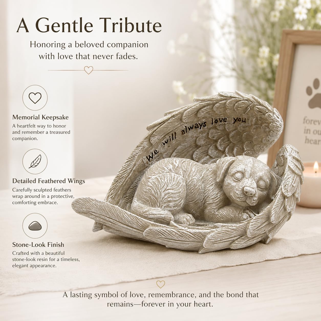 Comfy Hour 8.2 Inch Dog Angel Statue, Sleeping Pet Memorial Figurine