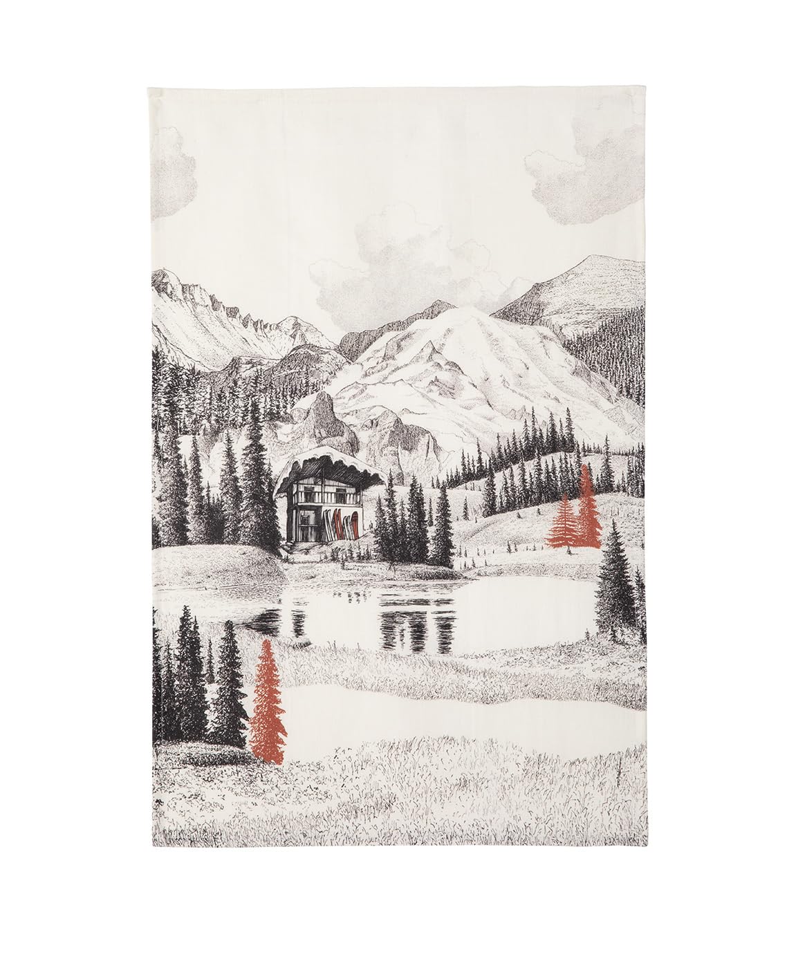 Coucke French Linen Digitally Printed Towel, Paysage Montagnard, 20-Inches by 30-Inches, Multi Colored, 100% Linen