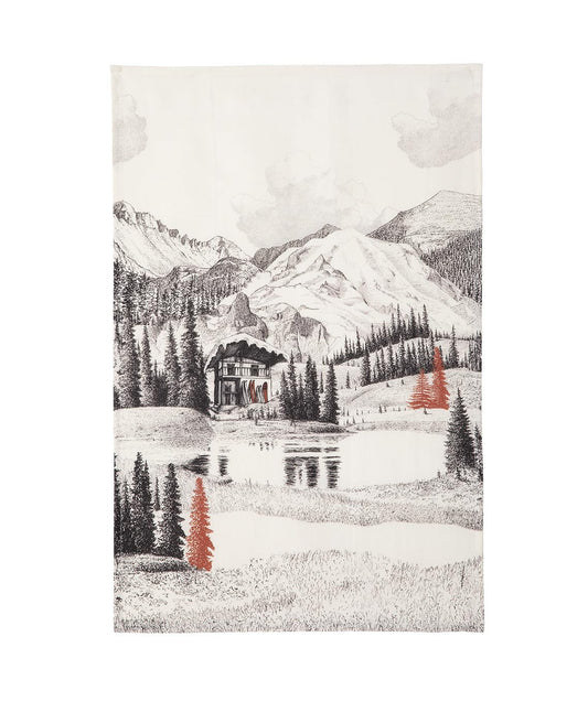Coucke French Linen Digitally Printed Towel, Paysage Montagnard, 20-Inches by 30-Inches, Multi Colored, 100% Linen