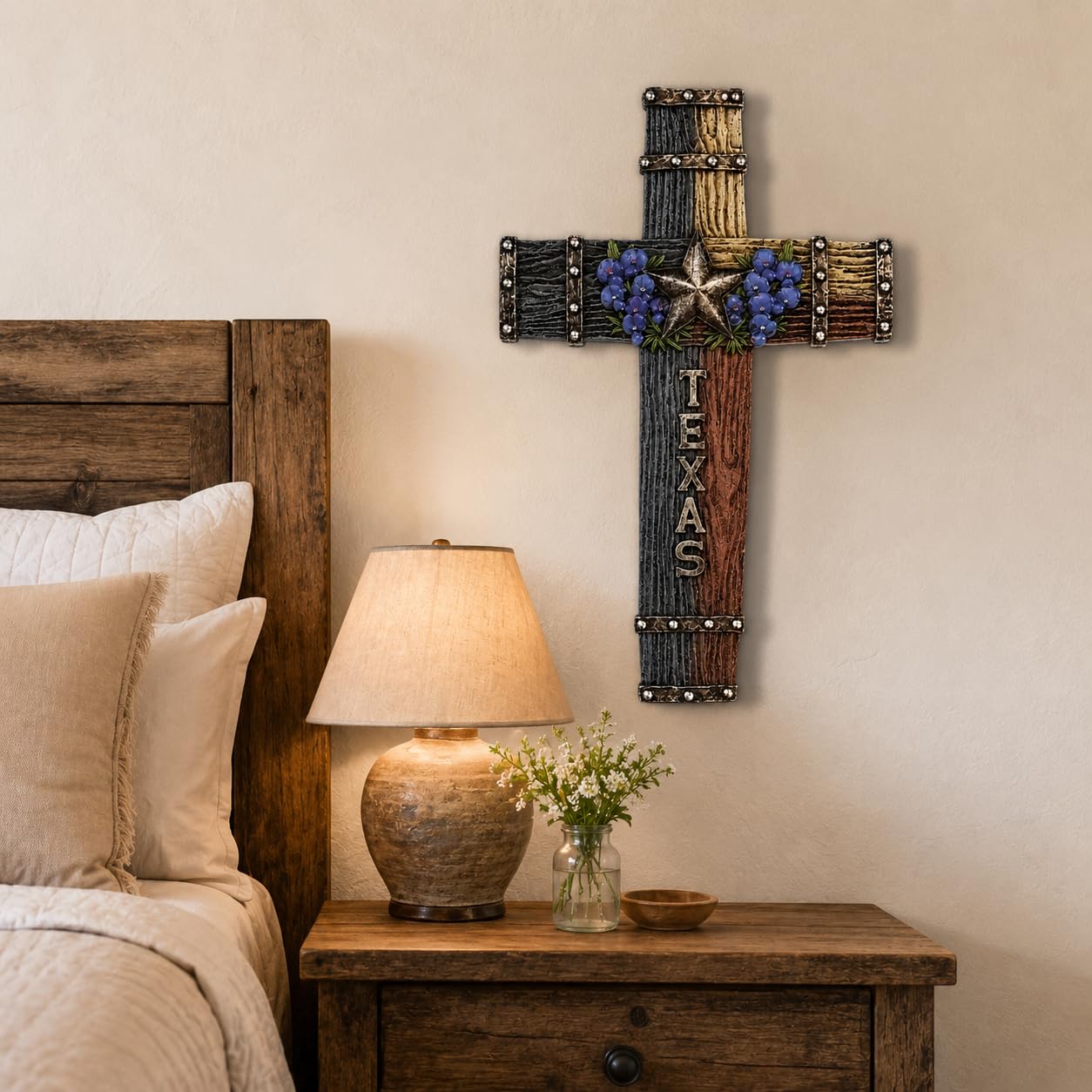 Comfy Hour 14 Inch Texas Cross for Wall, Lone Star Decor, 1 Piece