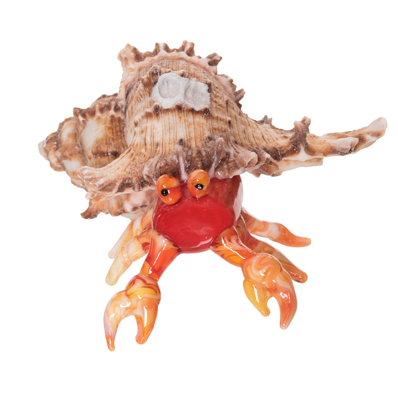 Beachcombers Hermit Crab Figurine, 2.56 Inch Length, Red, Glass, Home, Home Décor