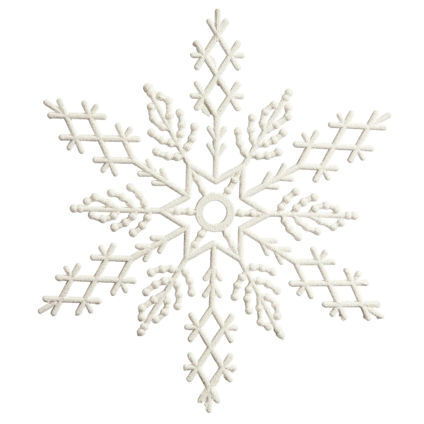 Vickerman Plastic Glitter Snowflake, 6.25-Inch, White, 12 Per Box
