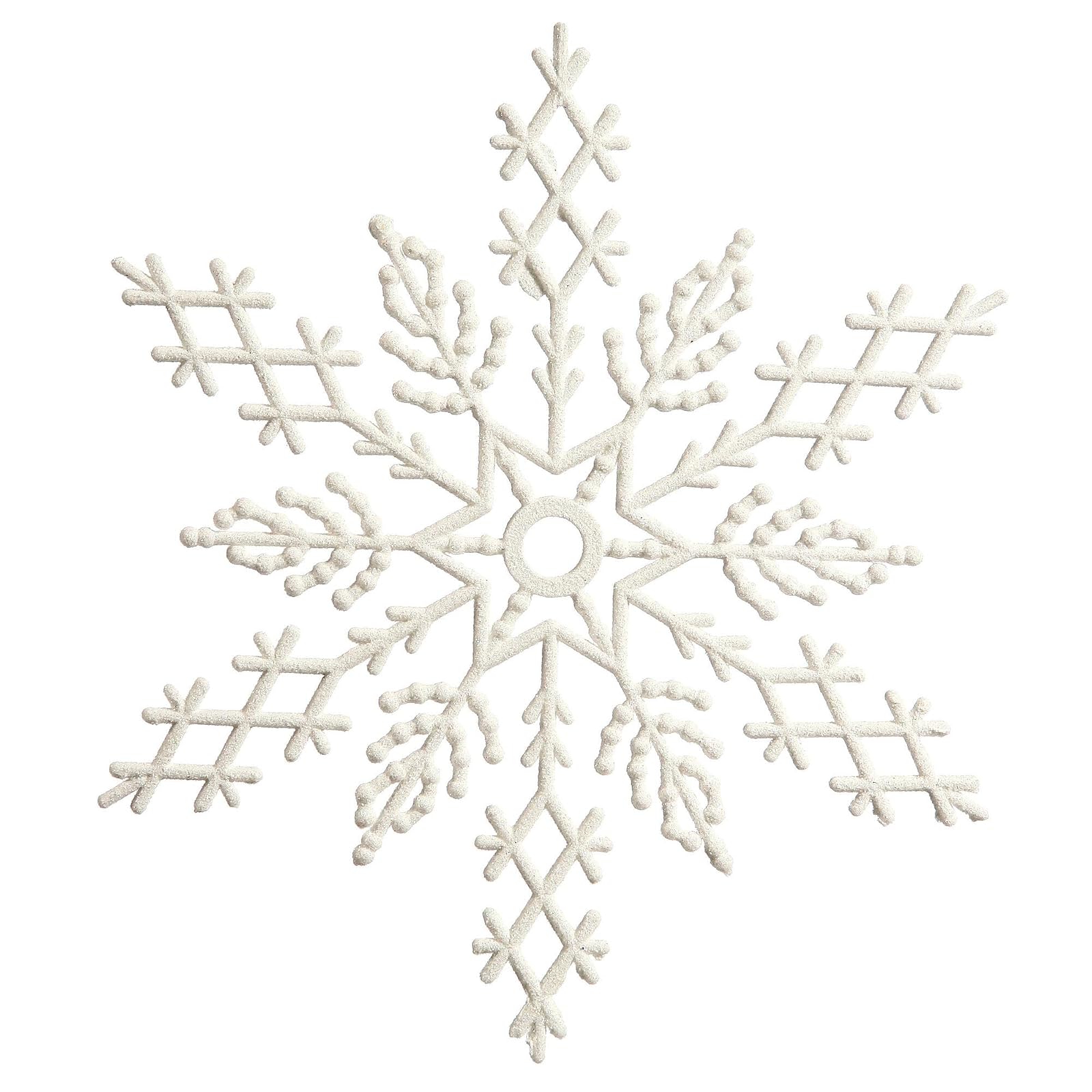 Vickerman Plastic Glitter Snowflake, 6.25-Inch, White, 12 Per Box