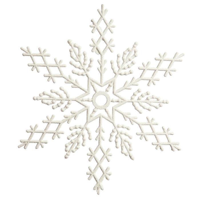 Vickerman Plastic Glitter Snowflake, 6.25-Inch, White, 12 Per Box