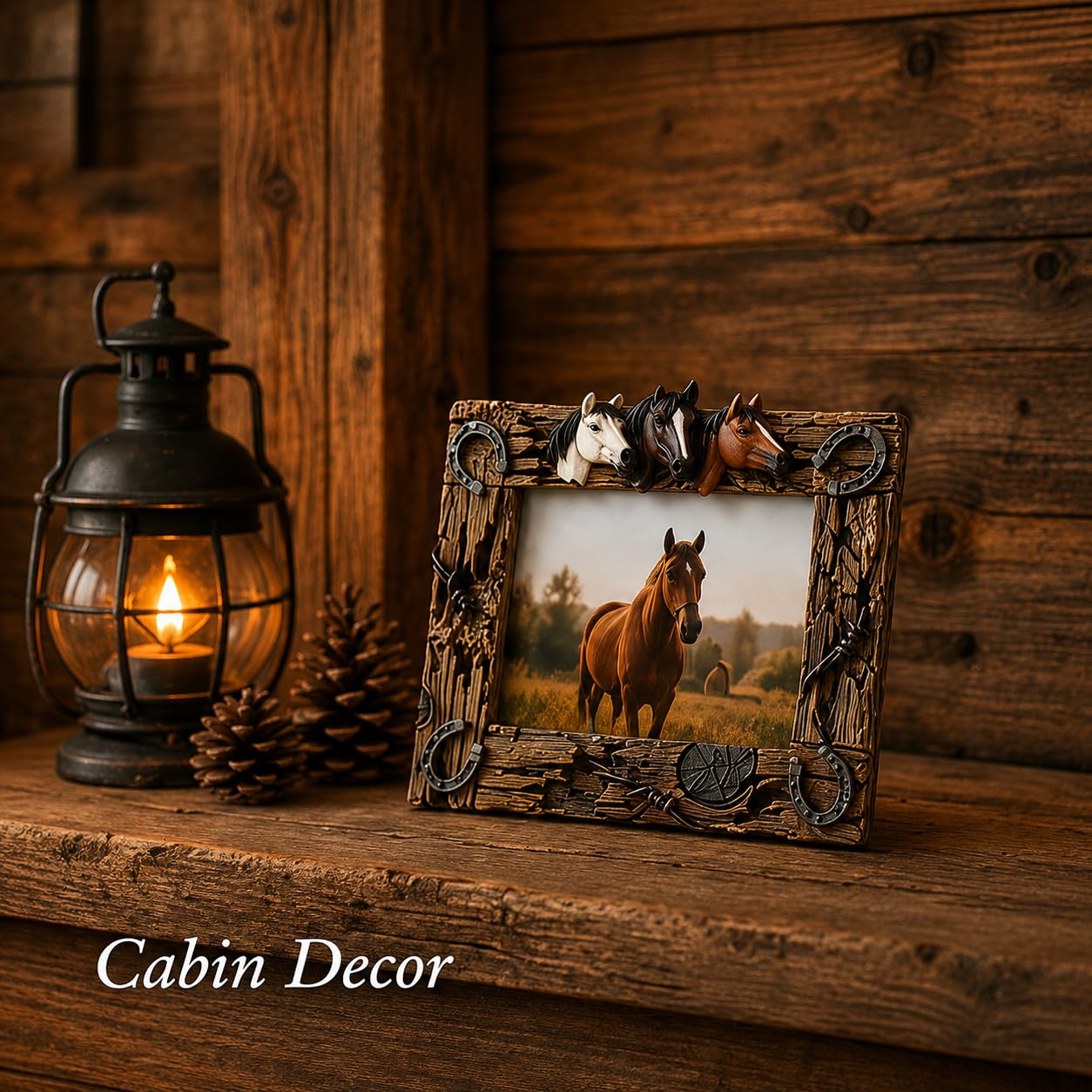 Comfy Hour 10.7 Inch Horse Picture Frame, Western Photo Frame