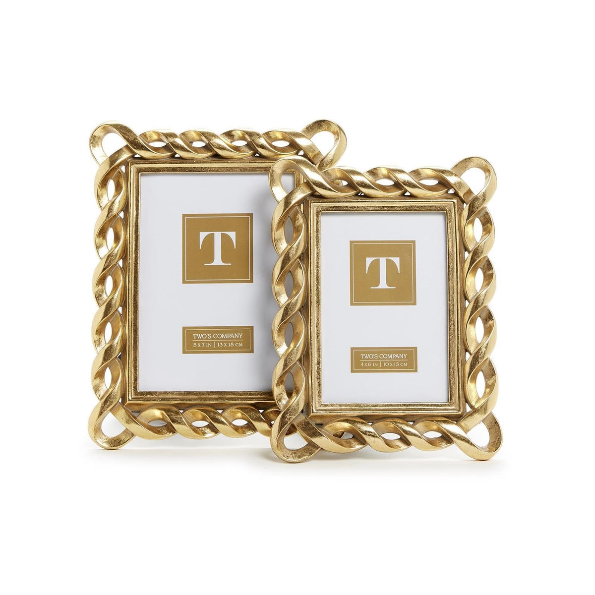 Two's Company Picture Frame, 4x6, 5x7 inches, Gold