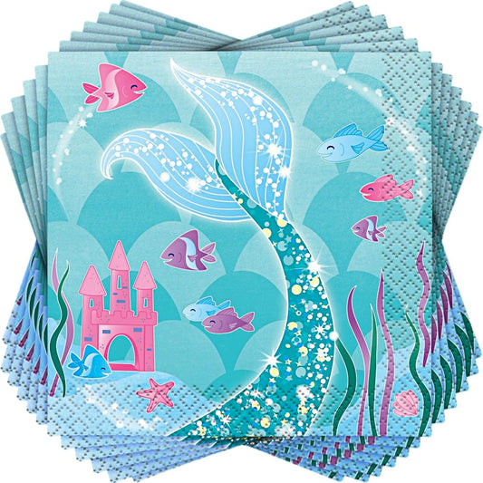Unique Industries Mermaid Beverage Napkins, 16ct