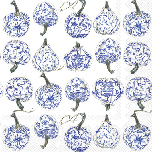 Boston International Rosanne Beck Fall Autumn Halloween Thanksgiving IHR 3-Ply Paper Napkins, 20-Count Lunch Size, Royal Pumpkins