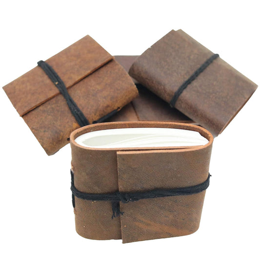 Tuzech Handmade Leather Set of 4 Mini Scrapbook Notebook Diary Blank Unlined Diary For Office||Artist|| Architect||Restaurants Vintage Journal for Men and Women (Light Brown)