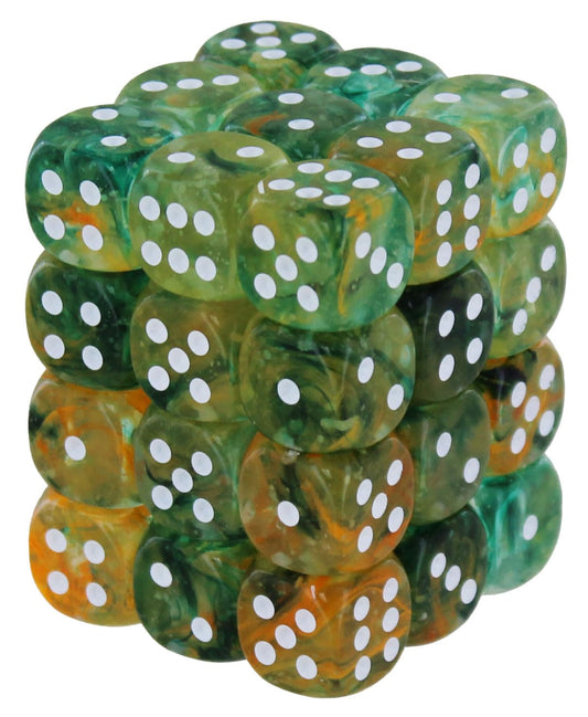 Chessex Nebula 12mm d6 Spring/White w/Luminary Dice Block (36 dice)