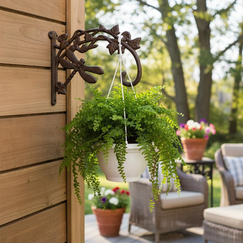 Comfy Hour Cast Iron Wall Mount Dragonfly Bracket Plant Hanger