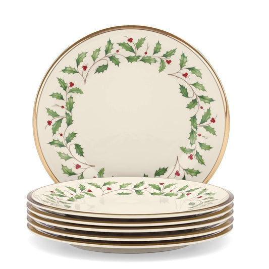 Lenox Dishware Plate, 6 Count (8" x 8" x 0.75"), Red & Green