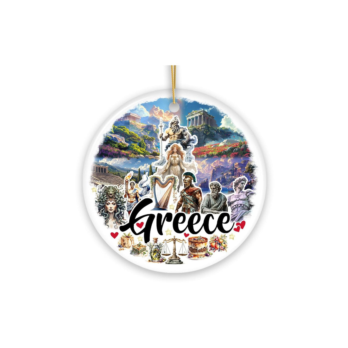 OrnamentallyYou Hanging Ornament, 3 inches, Greece Historical Landmarks and Cult